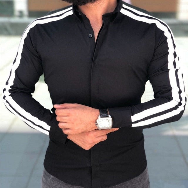 arrival Long Sleeve Mens Shirts Button Up Business Work Smart Formal Plain Dress Top Casual Slim Fit Men Men's Clothing