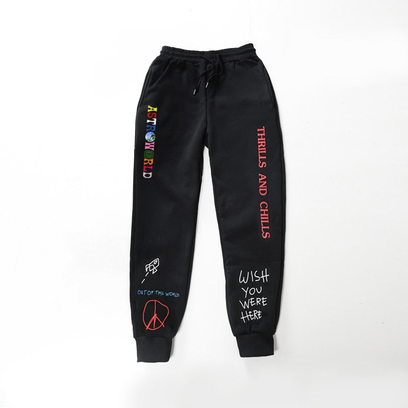 Quality Fleece trousers TRAVIS SCOTT ASTROWORLD Letter Printed Women Men Jogging Pants Hip hop Streetwear Men SweatpantS
