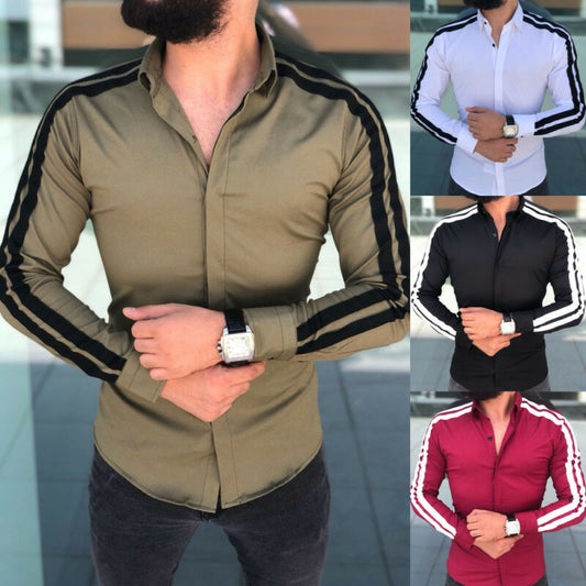 arrival Long Sleeve Mens Shirts Button Up Business Work Smart Formal Plain Dress Top Casual Slim Fit Men Men's Clothing